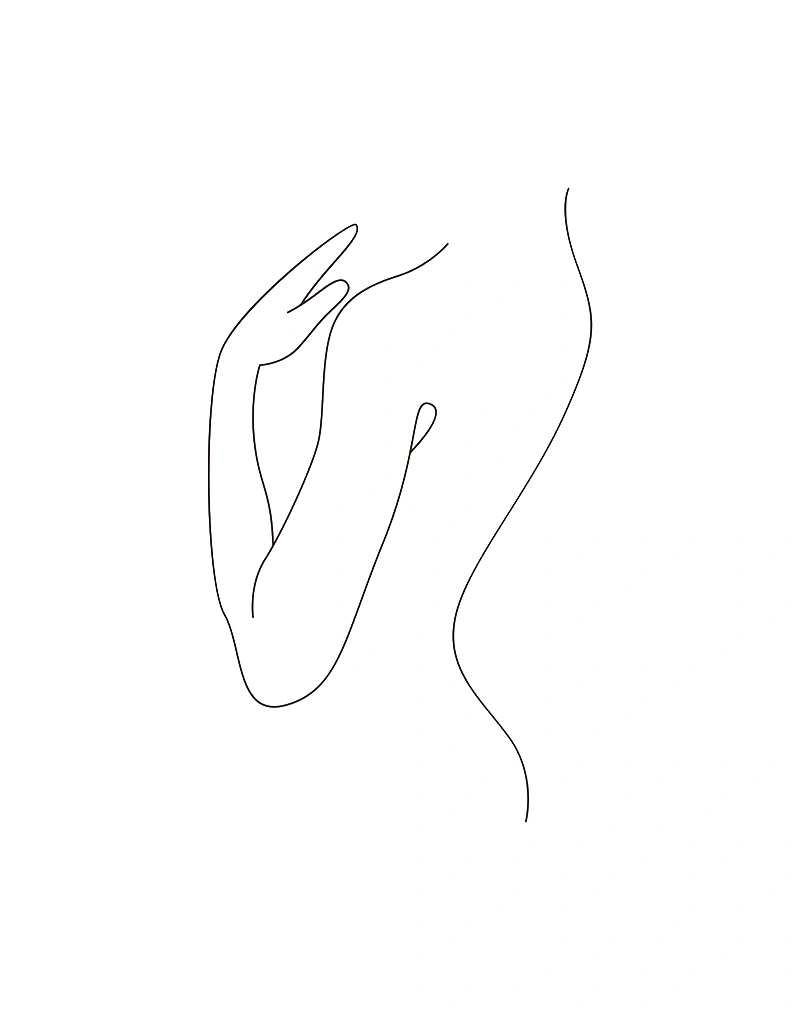 Minimalist line drawing of arm contours showing before and after brachioplasty arm lift surgery results - Arm in New South Wales, Australia