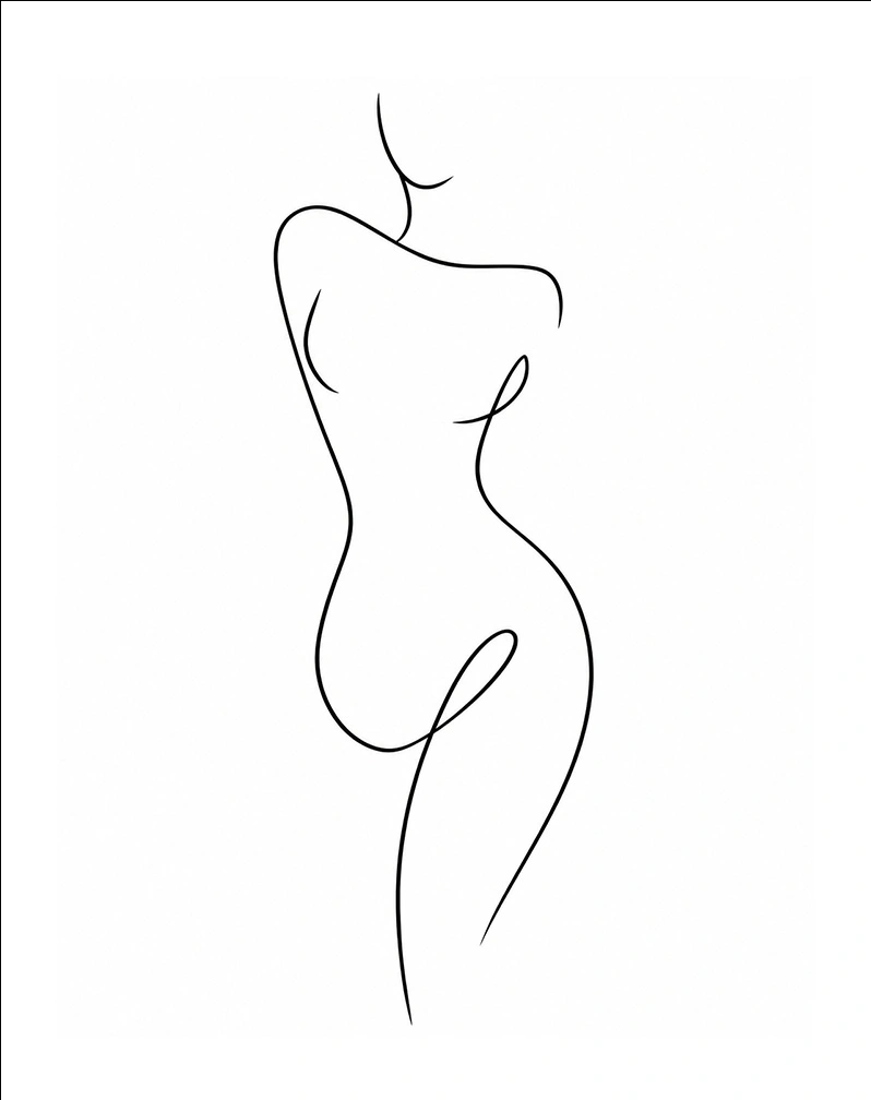 Minimalist line drawing of female body silhouette showing contours relevant to post-bariatric body contouring surgery - Body in New South Wales, Australia