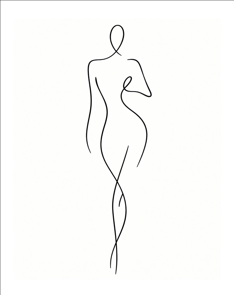 Minimalist line drawing of female body contour showing natural curves for body lift surgery illustration - Body in New South Wales, Australia