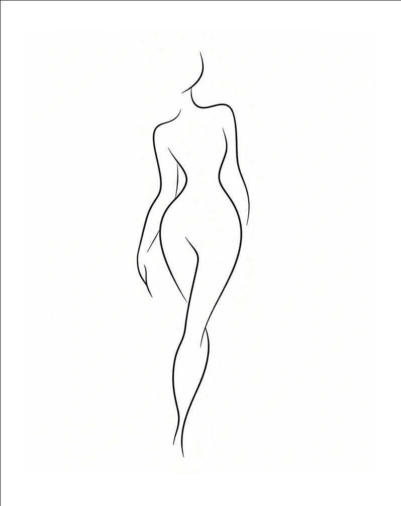 Minimalist line drawing of female body form showing natural curves and contours in simple black outline - Body in New South Wales, Australia