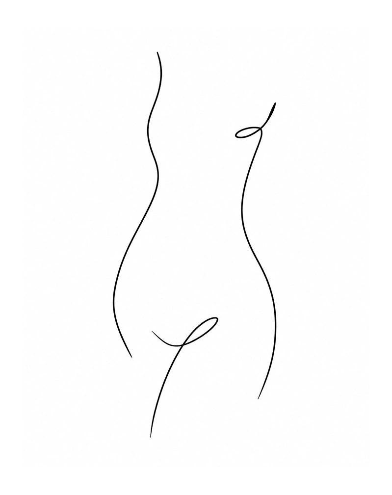 Minimalist line drawing of female body contours showing abdomen and torso for abdominoplasty tummy tuck procedure - Lipo in New South Wales, Australia